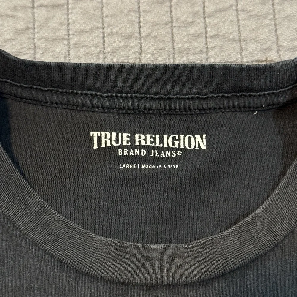 Y2K True‎ Religion Shirt Men Large Black Graphic Streetwear Skater Buddha Guitar